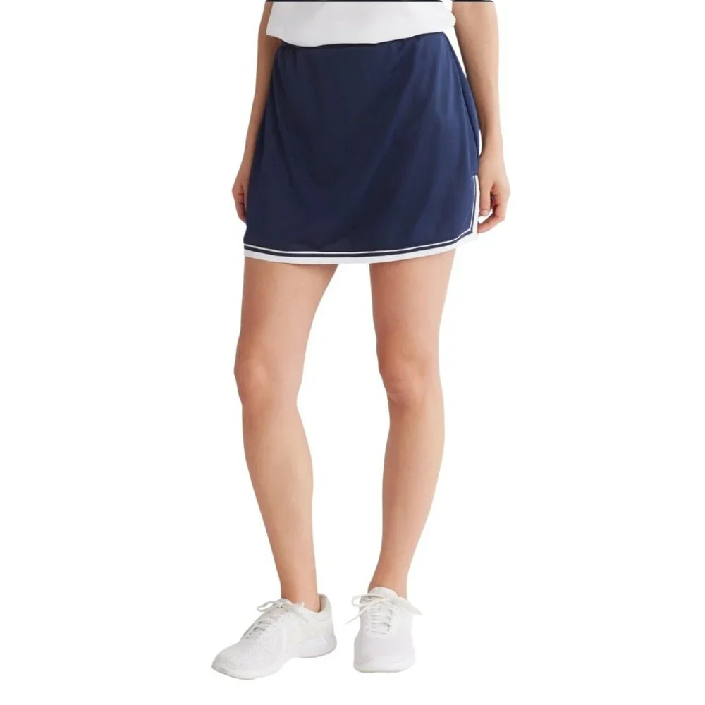Nanette Lepore Play Tennis Golf Skorts White W Black Stripes Mini L/XL‎ NWT
